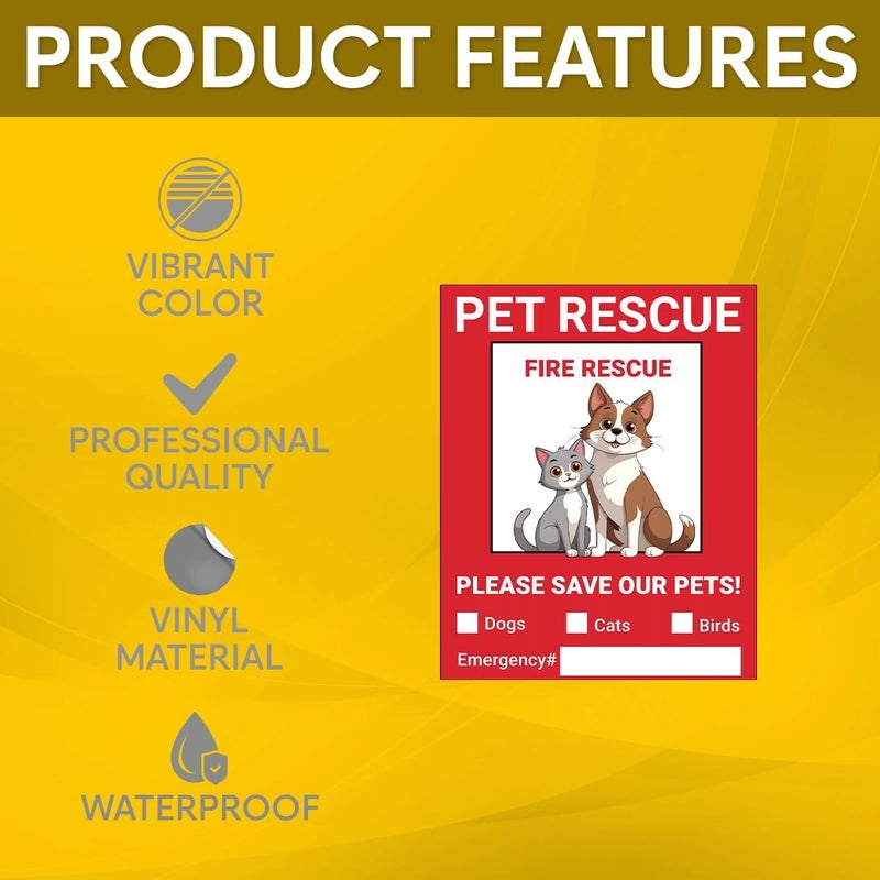 RABOWA Pack 9 Pcs Pet Rescue Emergency Sticker for Cars Vehicles Trucks Indoor Outdoor Window Warning Signs Bumper Stickers Removable Waterproof Vinyl Decals Car Exterior Accessories - Image 3